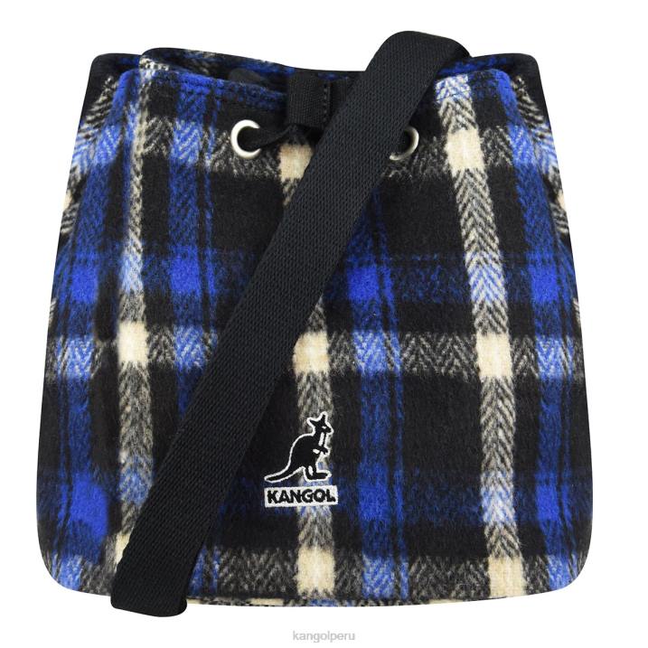 bolsa bombonera con motivo de cuadros unisexo Kangol accesorios tela escocesa azul marino B4VR972