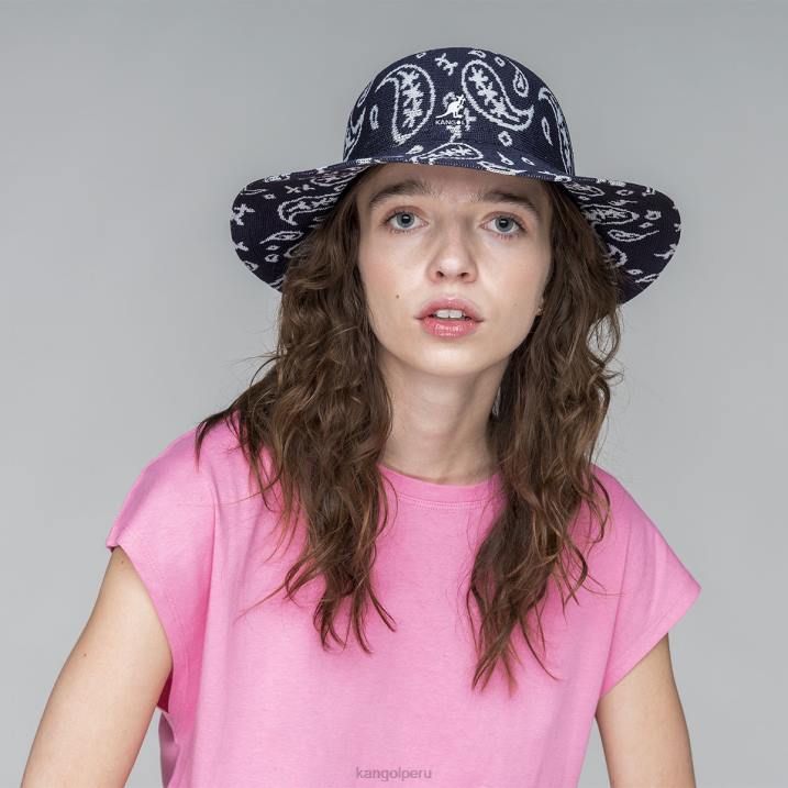 cachemir de ala ancha informal unisexo Kangol accesorios azul oscuro/blanco B4VR659