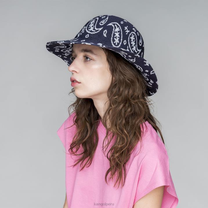cachemir de ala ancha informal unisexo Kangol accesorios azul oscuro/blanco B4VR659