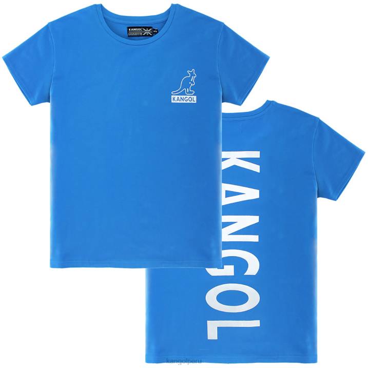 camiseta de manga corta metalizada unisexo Kangol ropa banderines añil/blanco B4VR1217