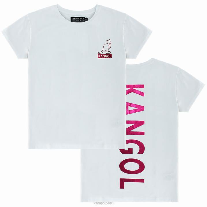 camiseta de manga corta metalizada unisexo Kangol ropa blanco/rosa B4VR1216