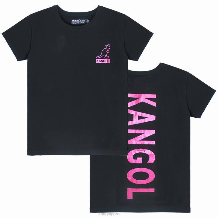 camiseta de manga corta metalizada unisexo Kangol ropa negro/rosa B4VR1218