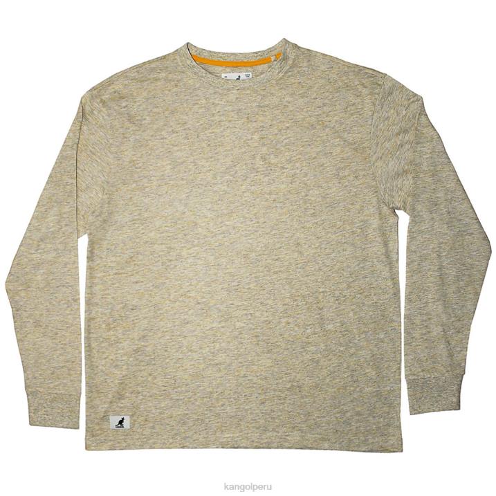 camiseta de manga larga con efecto de lino unisexo Kangol ropa amarillo B4VR1240