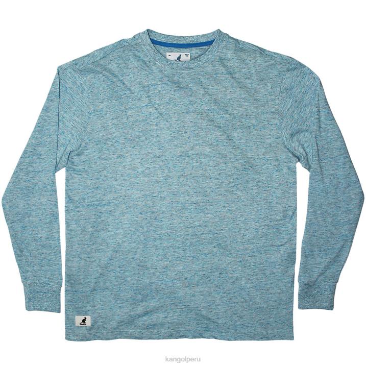 camiseta de manga larga con efecto de lino unisexo Kangol ropa azul marino B4VR1241
