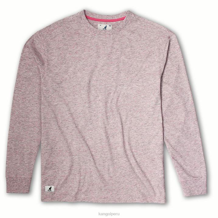 camiseta de manga larga con efecto de lino unisexo Kangol ropa rosa B4VR1239