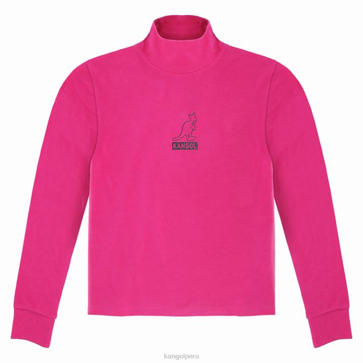 camiseta de manga larga metalizada unisexo Kangol ropa pavo real rosa B4VR1214