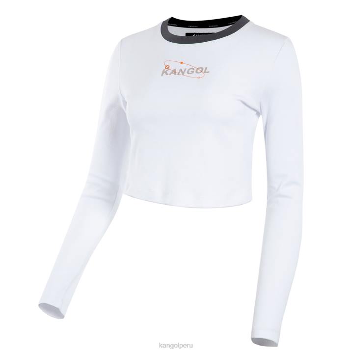 camiseta de manga larga orbital unisexo Kangol ropa blanco B4VR1201