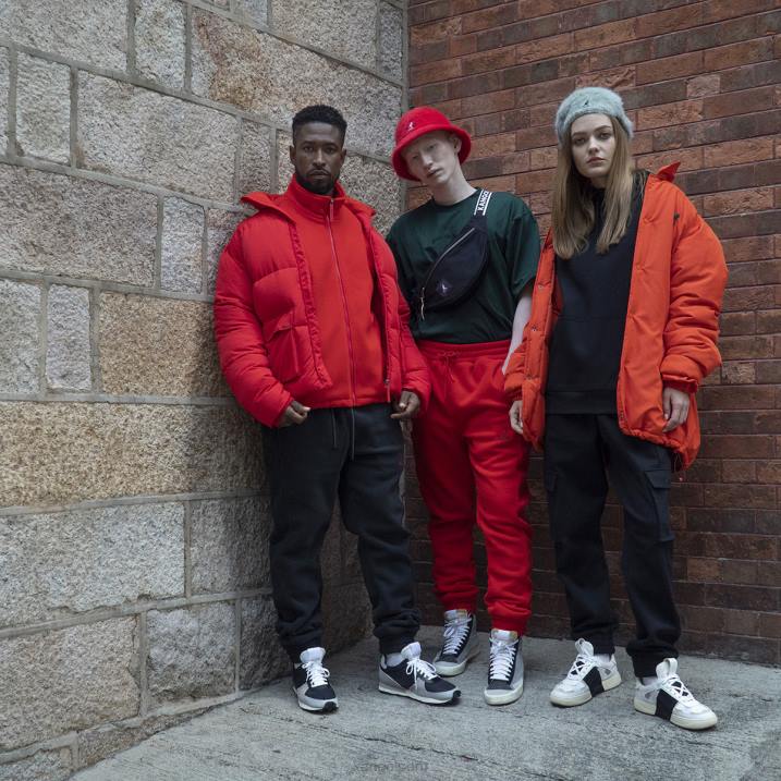 chamarra con bolsillo de parche unisexo Kangol ropa llama escarlata B4VR1231