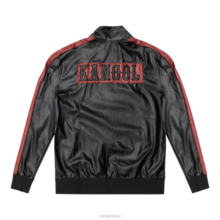 chaqueta de chándal de cuero vegano hombres Kangol ropa belleza negra B4VR1160