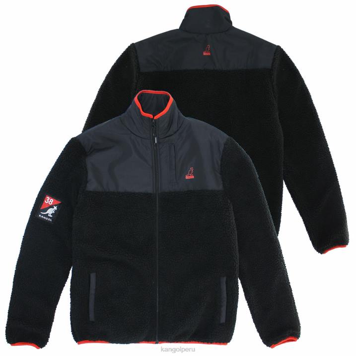 chaqueta de sherpa unisexo Kangol ropa negro B4VR1180