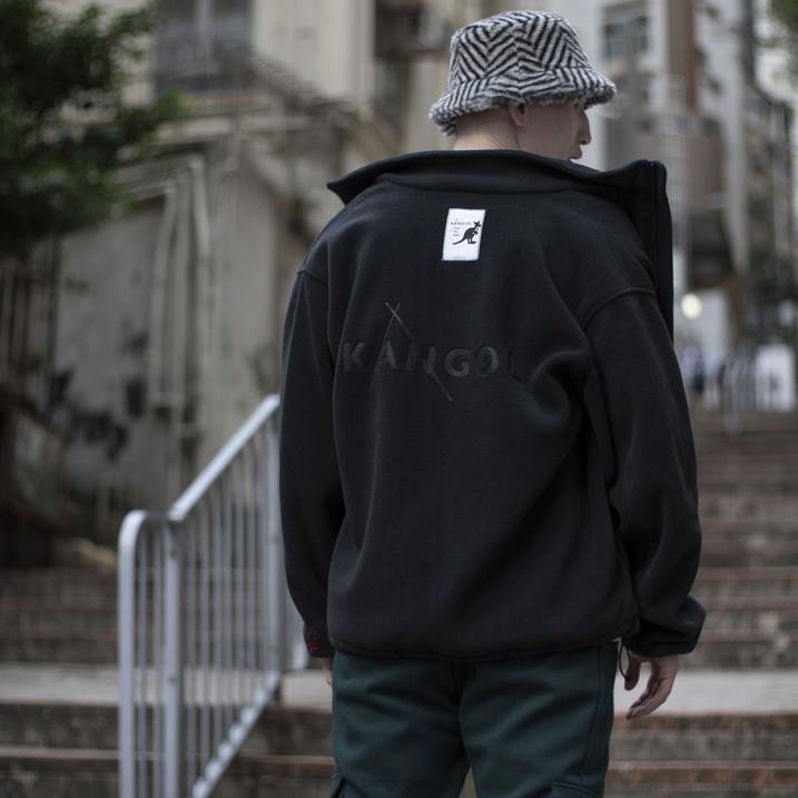 chaqueta polar con cremallera unisexo Kangol ropa negro azabache B4VR1232
