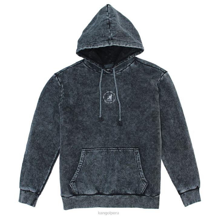 sudadera con capucha acid trip bordada unisexo Kangol ropa lavado negro B4VR1091