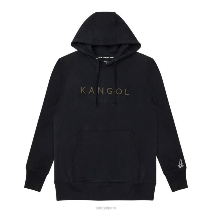 sudadera con capucha lujosa bordada unisexo Kangol ropa antracita negra B4VR1166