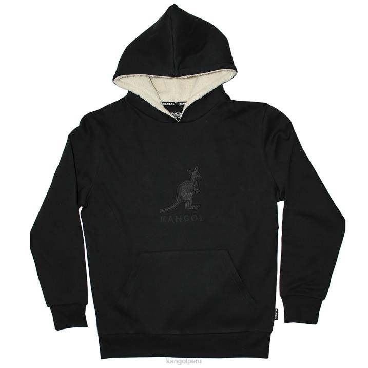 sudadera con capucha sherpa bordada a tono unisexo Kangol ropa negro B4VR1126