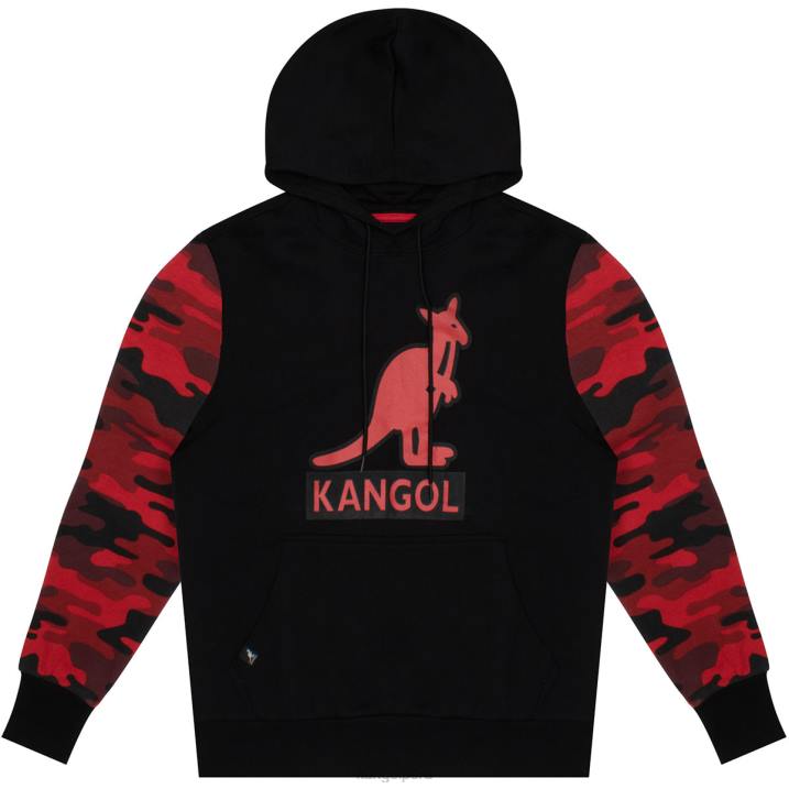 sudadera con capucha y camuflaje en contraste unisexo Kangol ropa negro/rojo B4VR1131