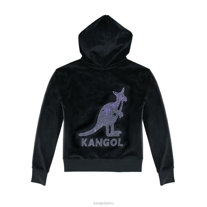 sudadera con capucha y cremallera de terciopelo mujer Kangol ropa belleza negra B4VR1141