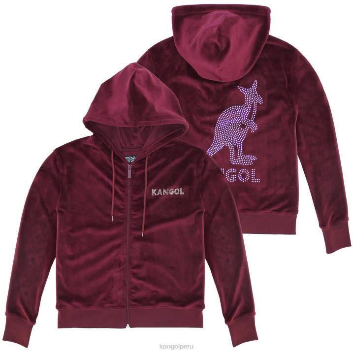 sudadera con capucha y cremallera de terciopelo mujer Kangol ropa granate B4VR1138