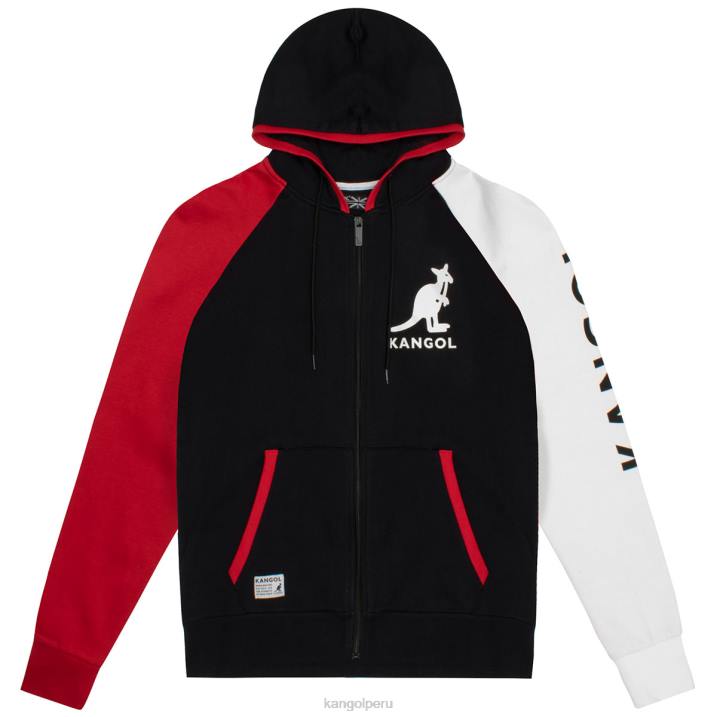 sudadera con capucha y cremallera rbw color block unisexo Kangol ropa combo negro B4VR1113