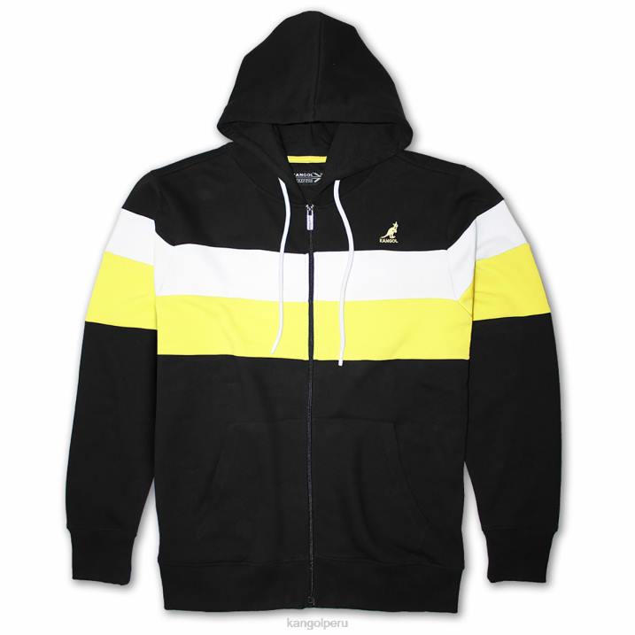 sudadera con cremallera y rayas de color unisexo Kangol ropa combo negro B4VR1122